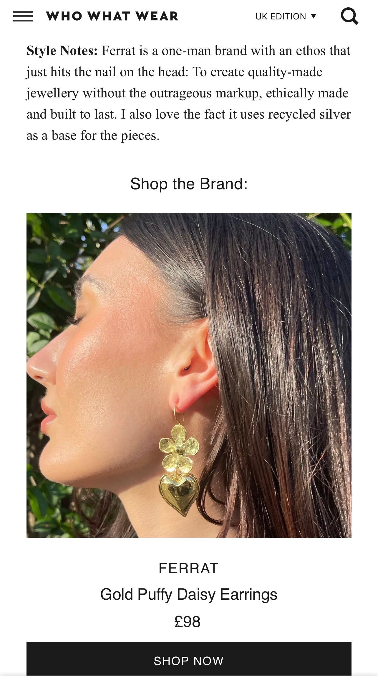 Gold Puffy Daisy Earrings