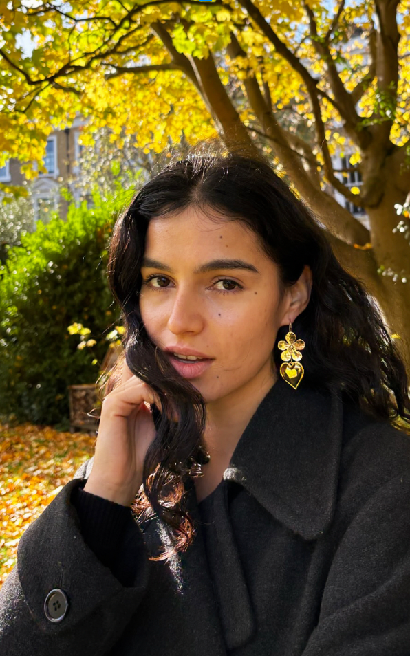 Gold Puffy Daisy Earrings