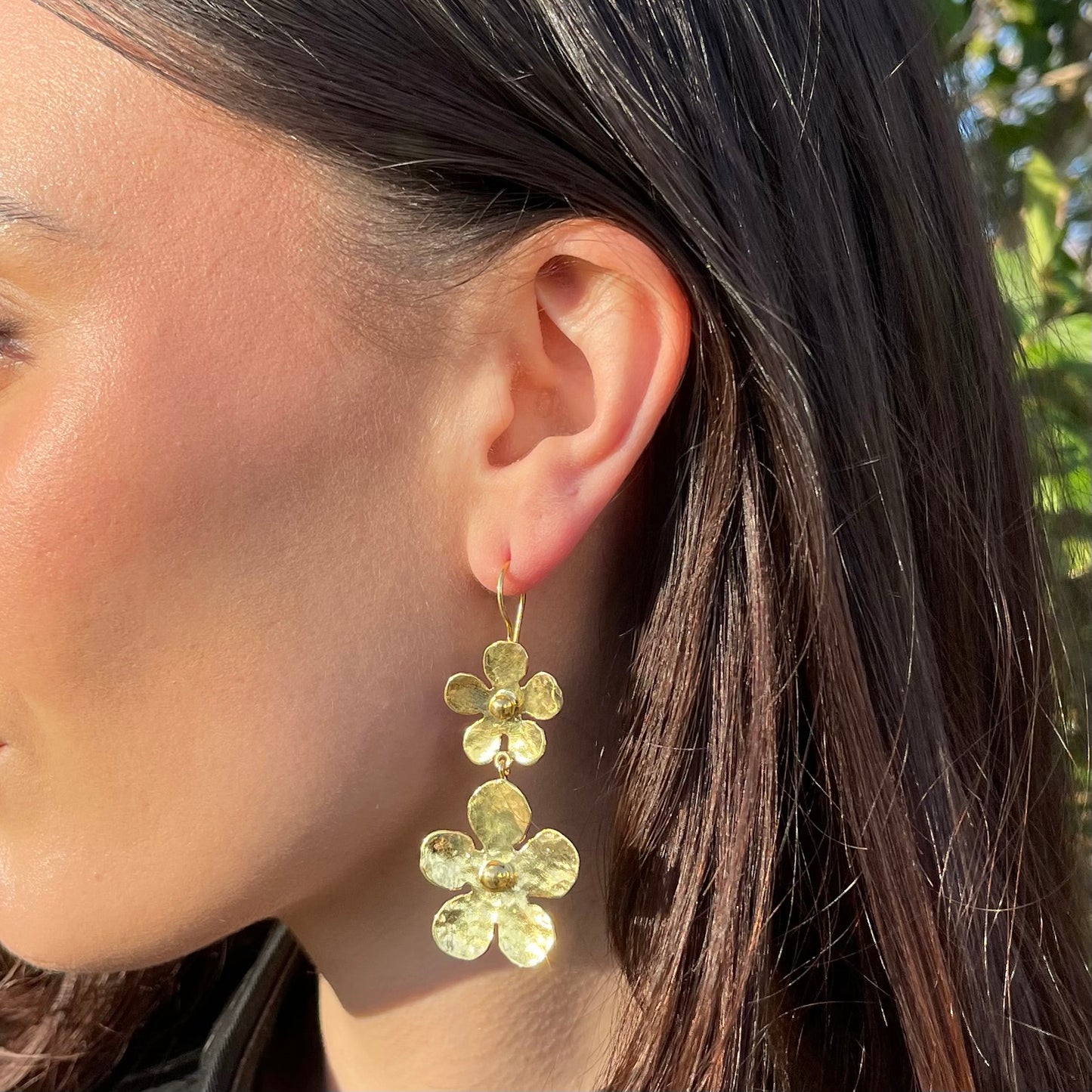 Gold Double Daisy Earrings