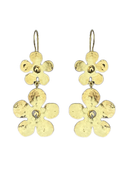 Gold Double Daisy Earrings