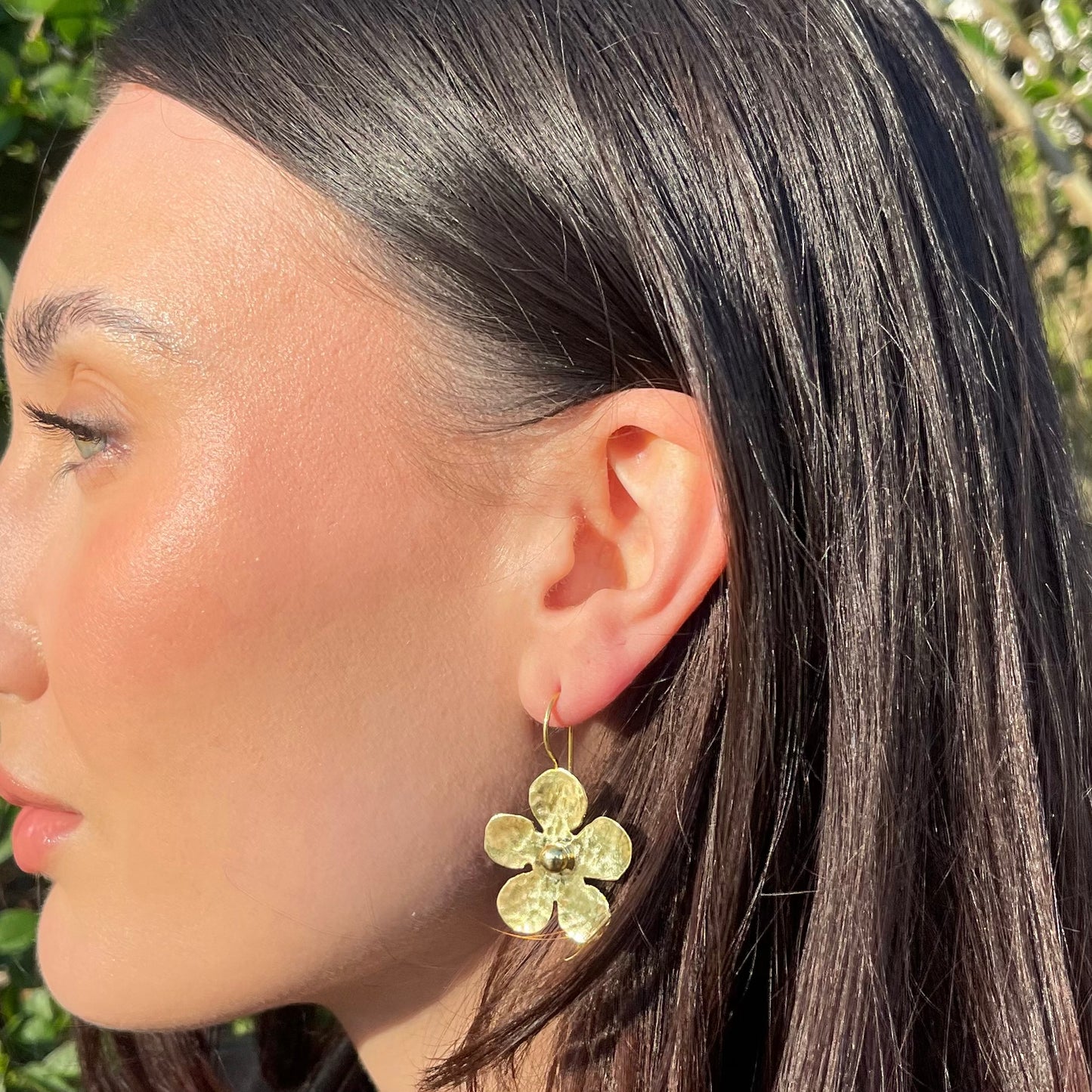 Gold Large Daisy Earrings
