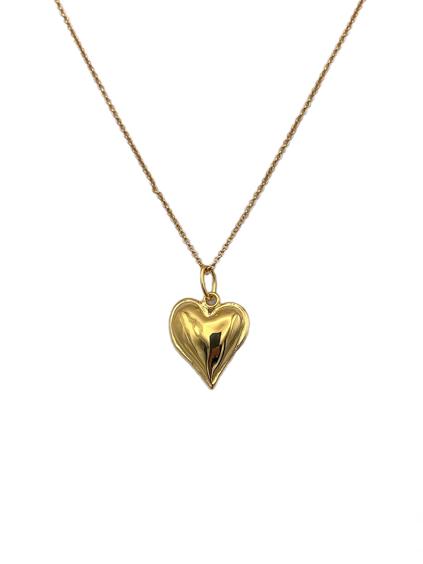 Gold Small Puffy Heart Necklace