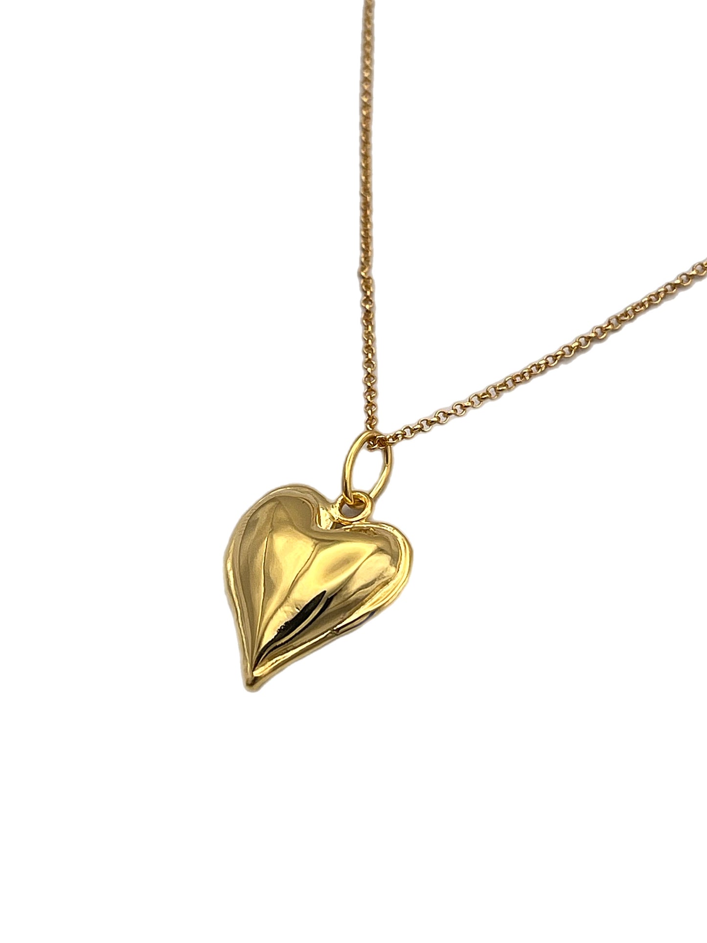 Gold Small Puffy Heart Necklace