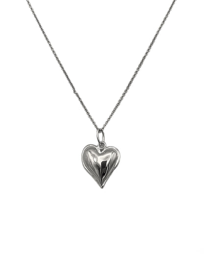 Silver Small Puffy Heart Necklace