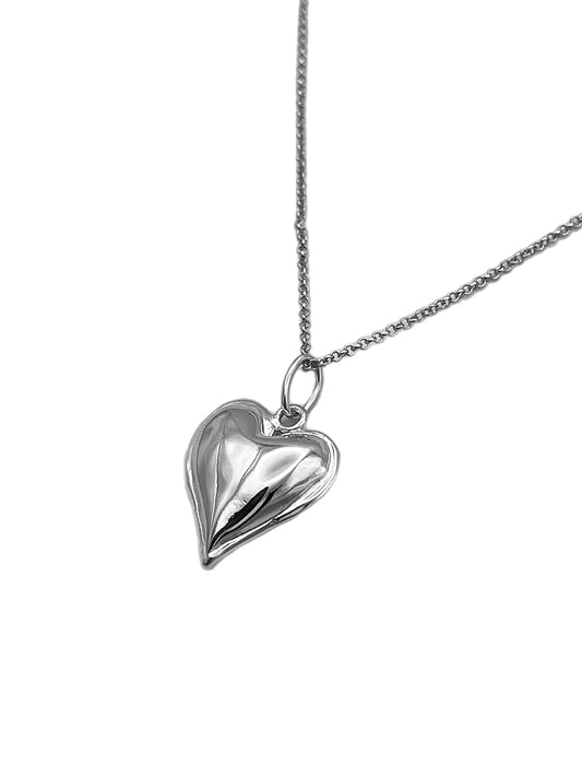 Silver Small Puffy Heart Necklace