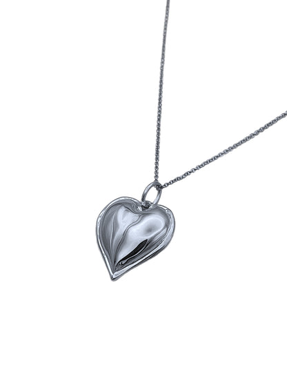 Silver Large Puffy Heart Necklace