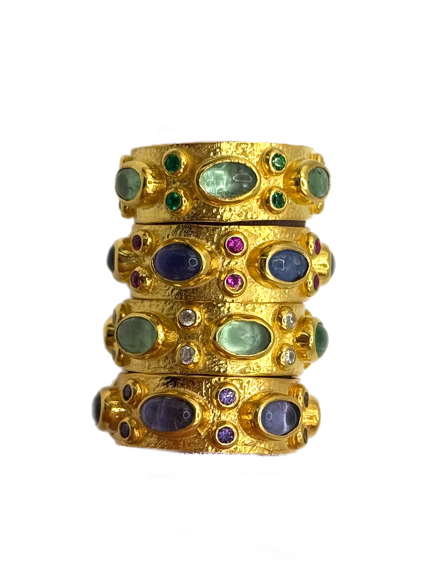 Byzantine Gem Set Ring Blue & Pink