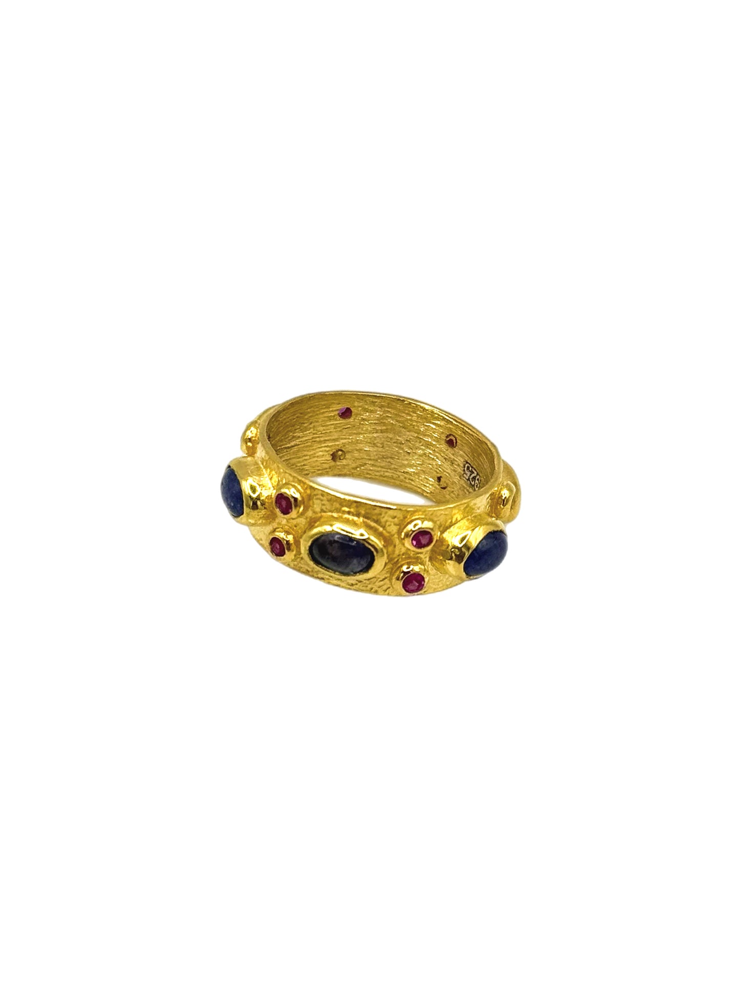 Byzantine Gem Set Ring Blue & Pink