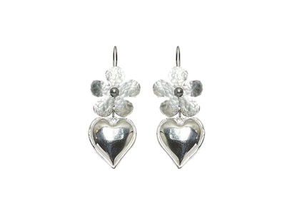 Puffy Daisy Silver Earrings